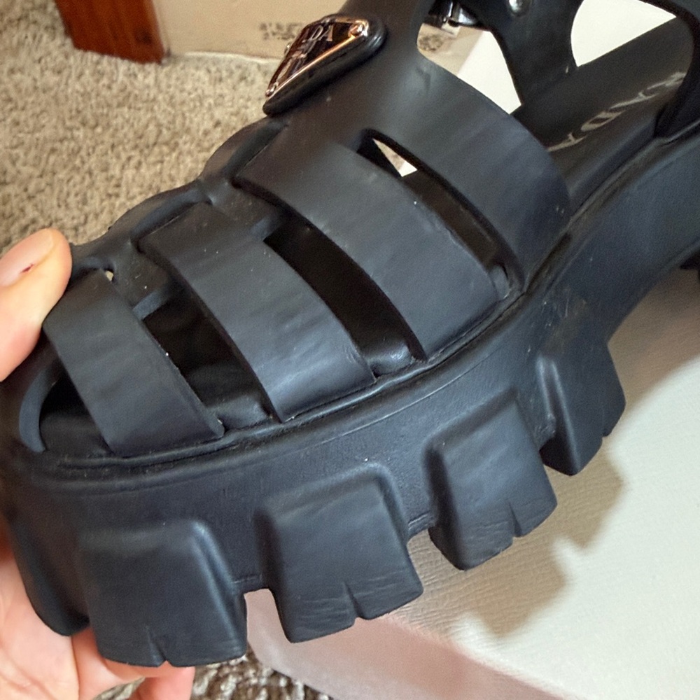 Prada Black Rubber Monolith sandals (chunky fisherman) size 37 - Picture 16 of 17